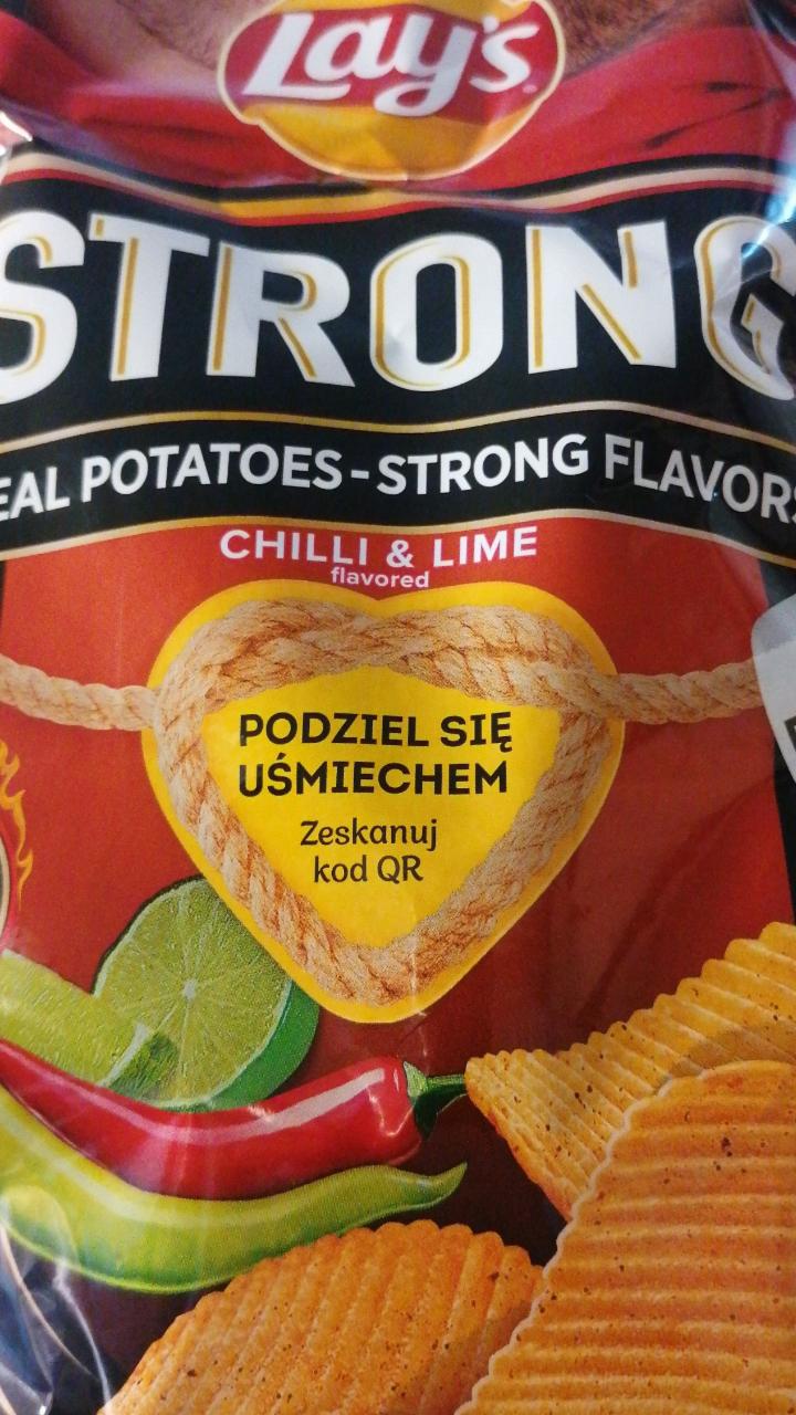 Zdjęcia - Strong Chipsy ziemniaczane karbowane o smaku ostrego chilli i limonki 130 g Lay's