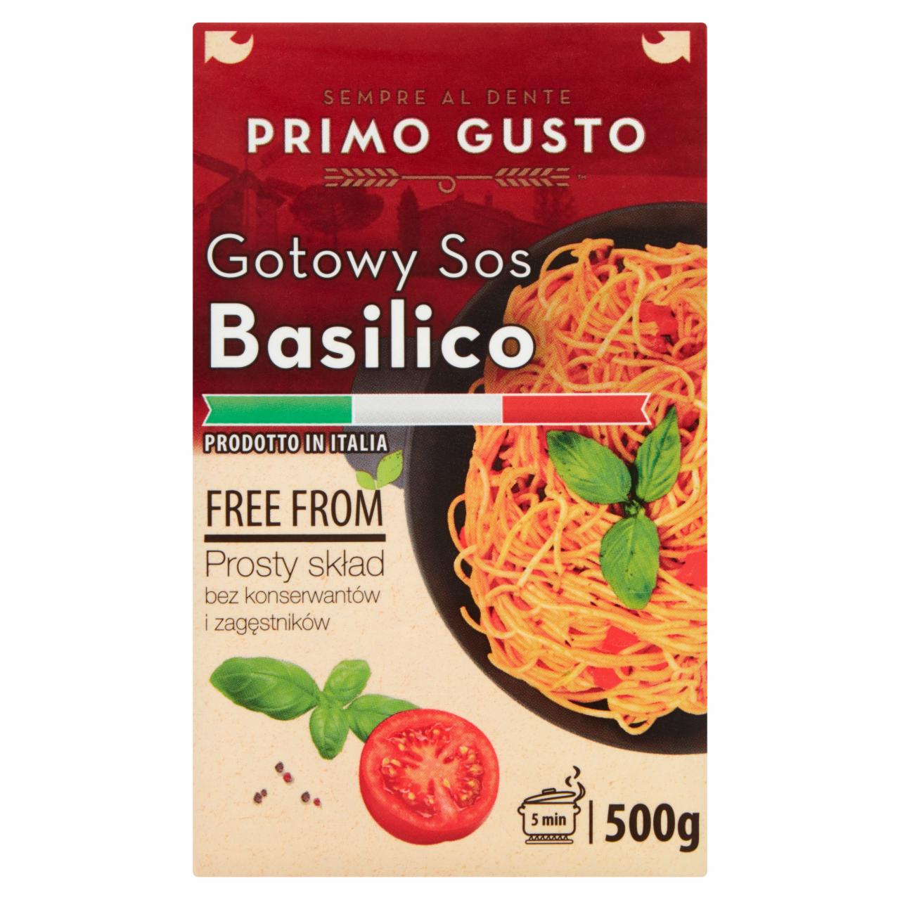 Zdjęcia - Primo Gusto Free From Prosty sos Basilico 500 g