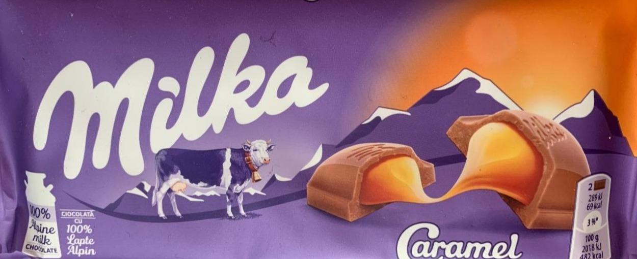 Zdjęcia - Milka Czekolada mleczna z nadzieniem karmelowym 100 g