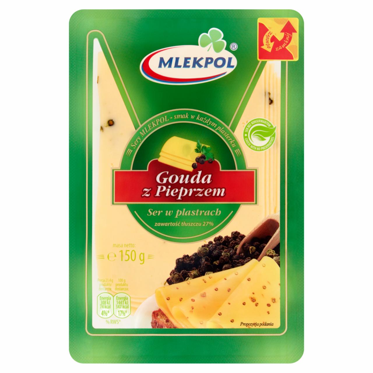 Zdjęcia - Mlekpol Ser Gouda z pieprzem w plastrach 150 g