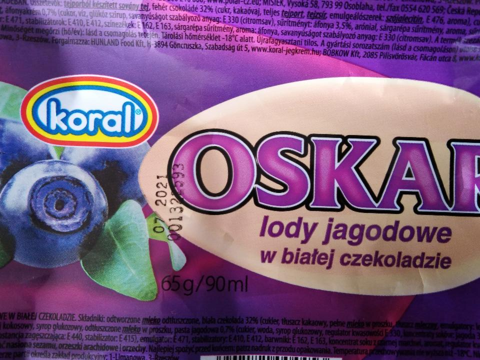 Zdjęcia - Oskar lody jagodowe w Białej czekoladzie