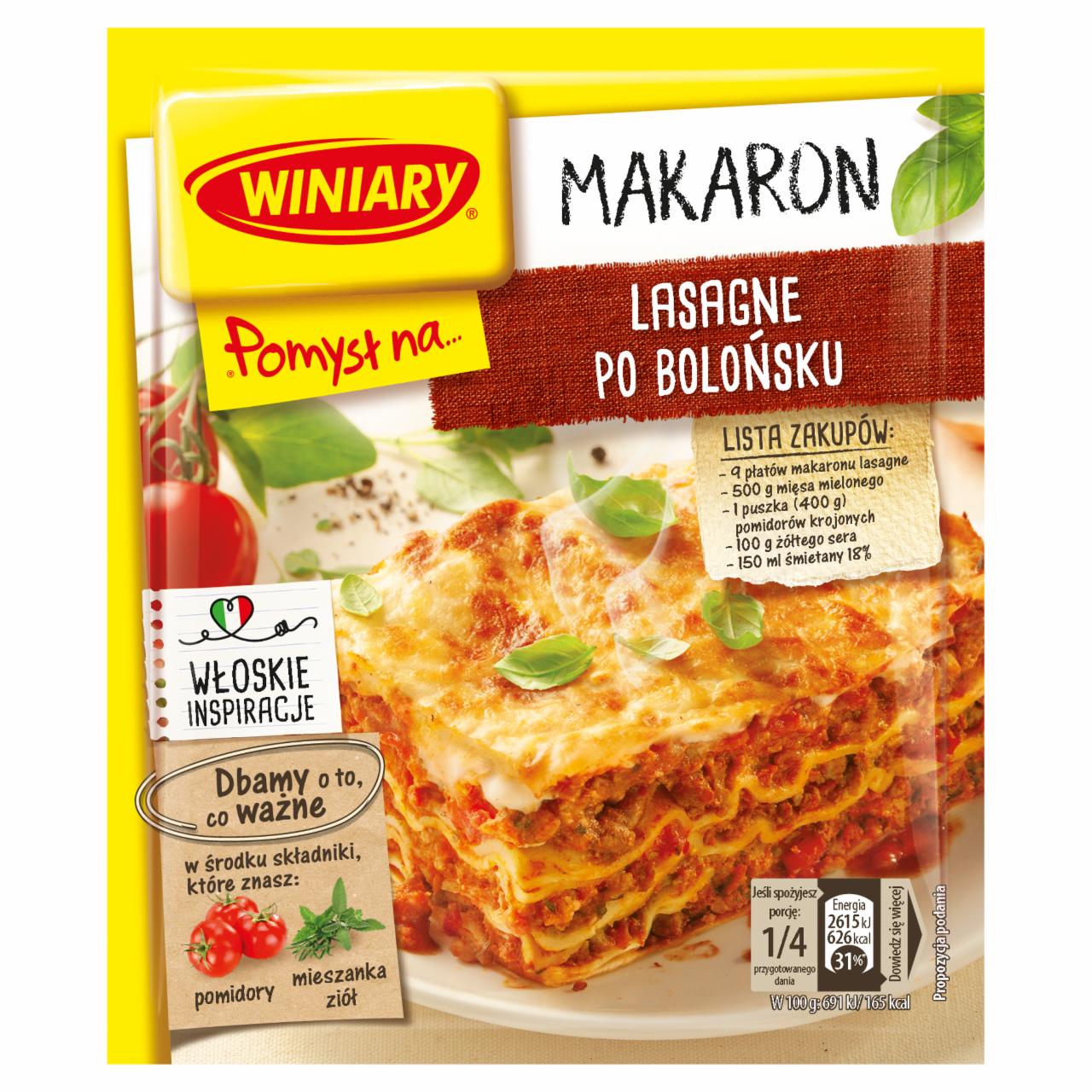 Zdjęcia - Winiary Pomysł na... Makaron lasagne po bolońsku 45 g