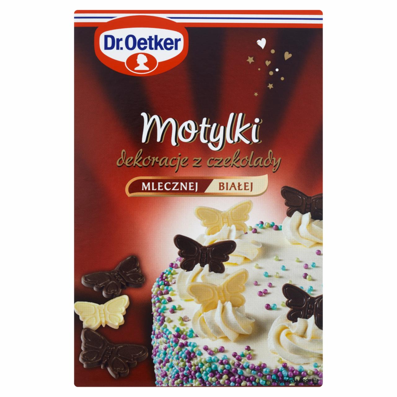 Zdjęcia - Dr. Oetker Motylki Dekoracje z czekolady mlecznej i białej 28 g (12 sztuk)