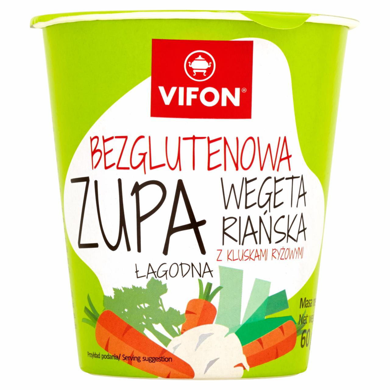 Zdjęcia - Vifon Bezglutenowa zupa wegetariańska z kluskami ryżowymi łagodna 60 g