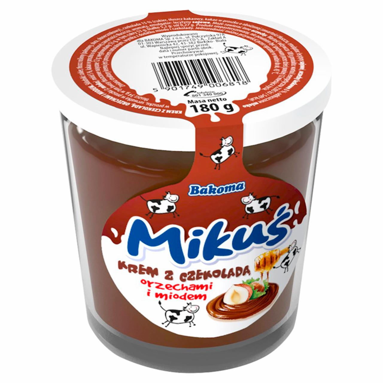 Zdjęcia - Bakoma Mikuś Krem z czekoladą orzechami i miodem 180 g