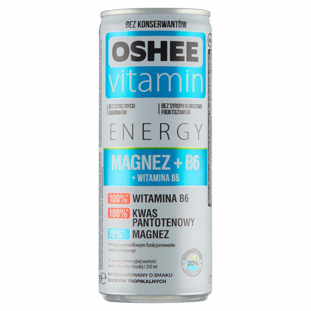 Zdjęcia - Oshee Vitamin Energy Napój gazowany o smaku owoców tropikalnych 250 ml