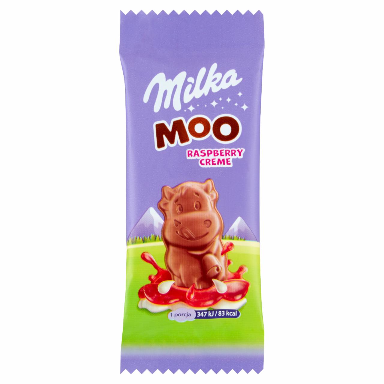 Zdjęcia - Milka Moo Czekolada mleczna z nadzieniem malinowym 16 g