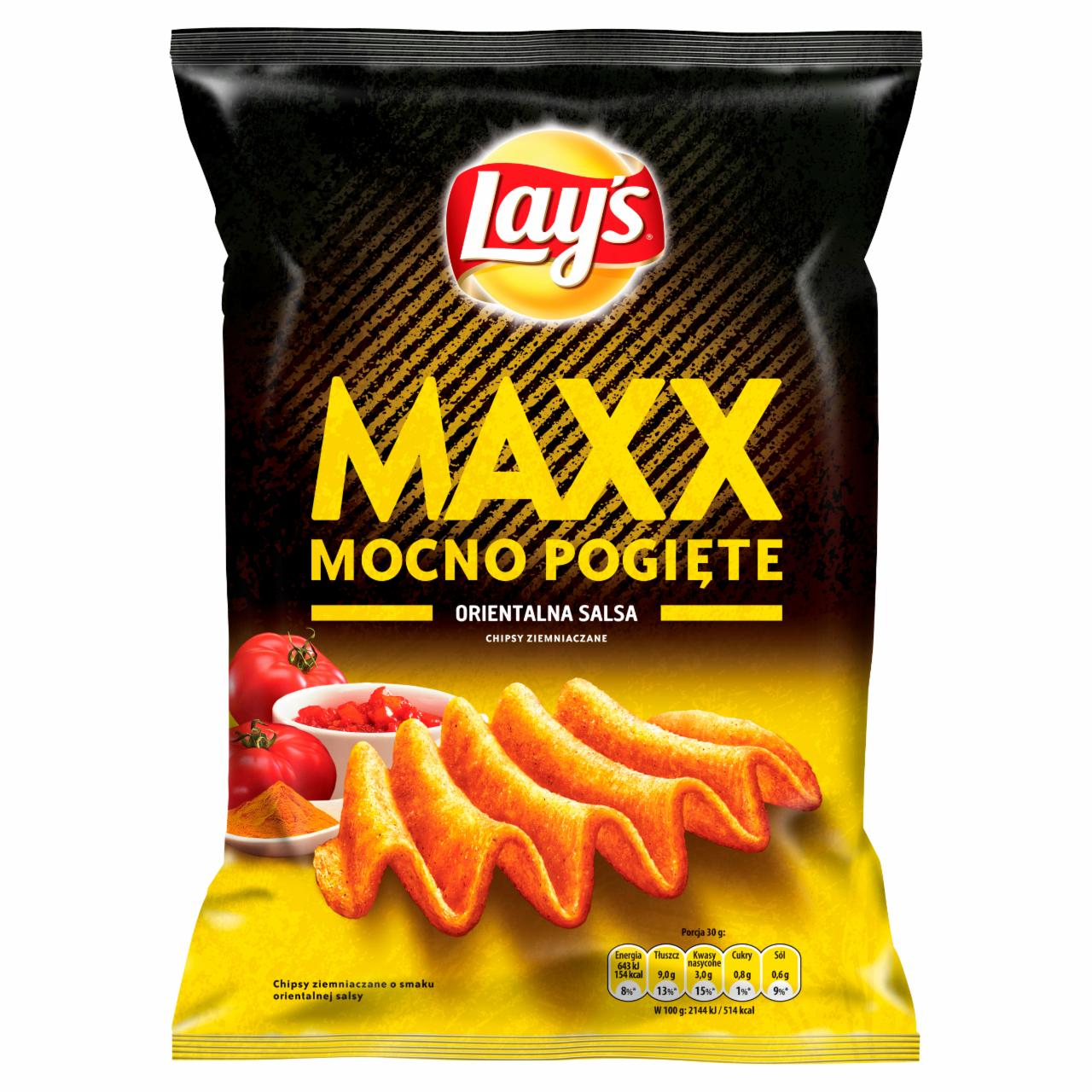 Zdjęcia - Lay's Maxx Mocno Pogięte o smaku Orientalna salsa Chipsy ziemniaczane 140 g