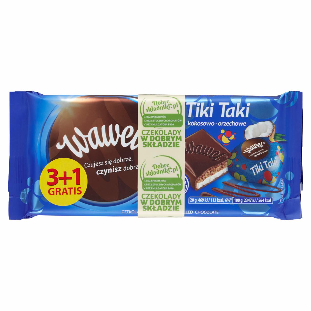 Zdjęcia - Wawel Tiki Taki kokosowo-orzechowe Czekolada nadziewana 400 g (4 x 100 g)