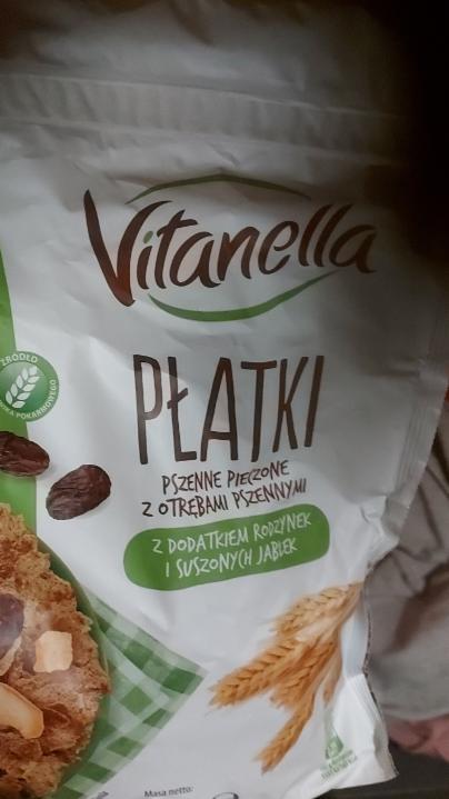 Zdjęcia - platki pszenne pieczone z otrębami pszennymi z dodatkiem rodzynek i suszonych jabłek Vitanella