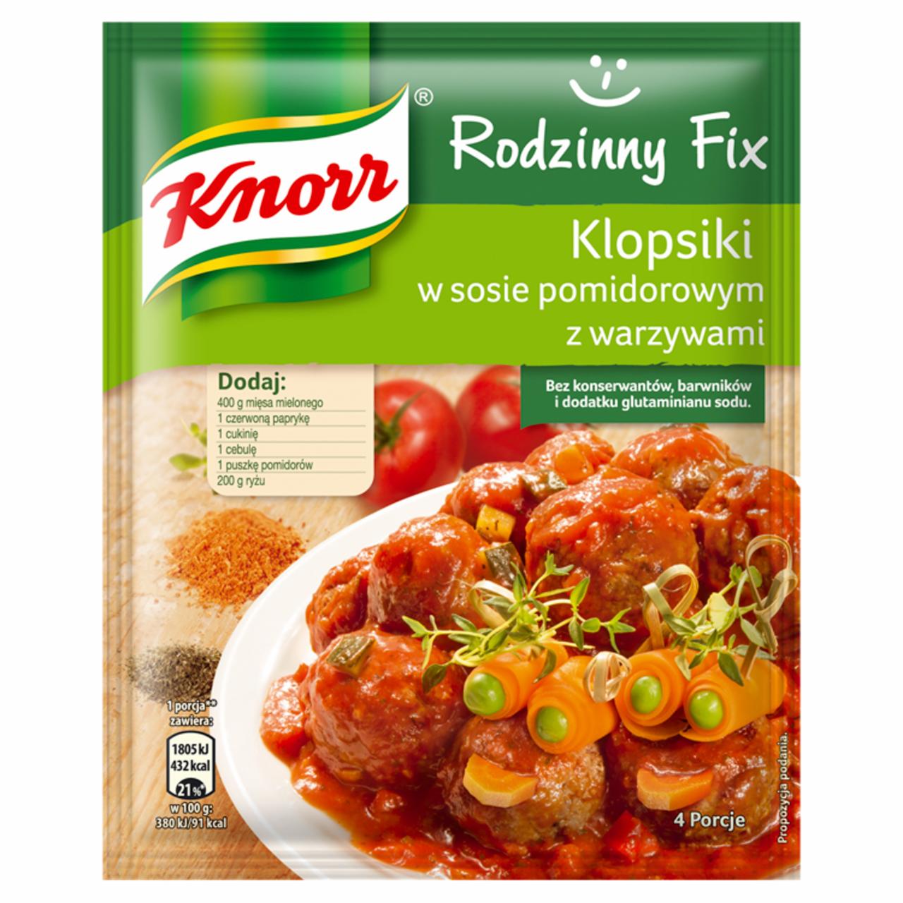 Zdjęcia - Knorr Rodzinny Fix Klopsiki w sosie pomidorowym z warzywami 48 g