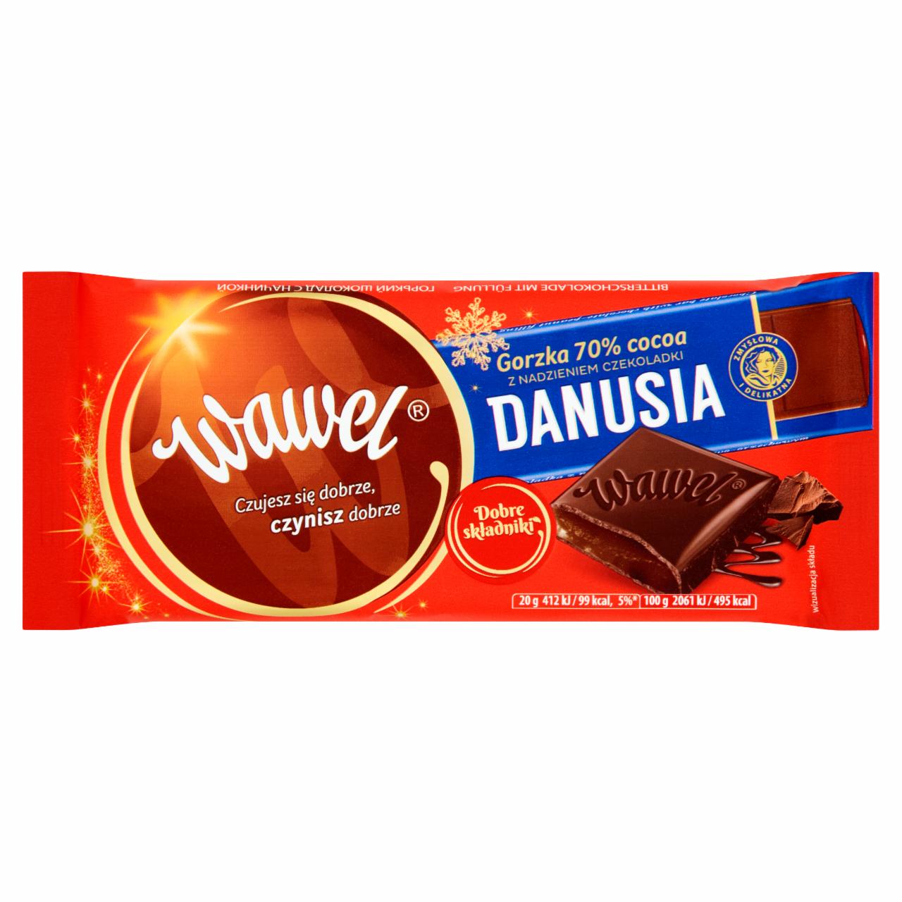 Zdjęcia - Wawel Czekolada gorzka 70 % cocoa z nadzieniem czekoladki Danusia 100 g