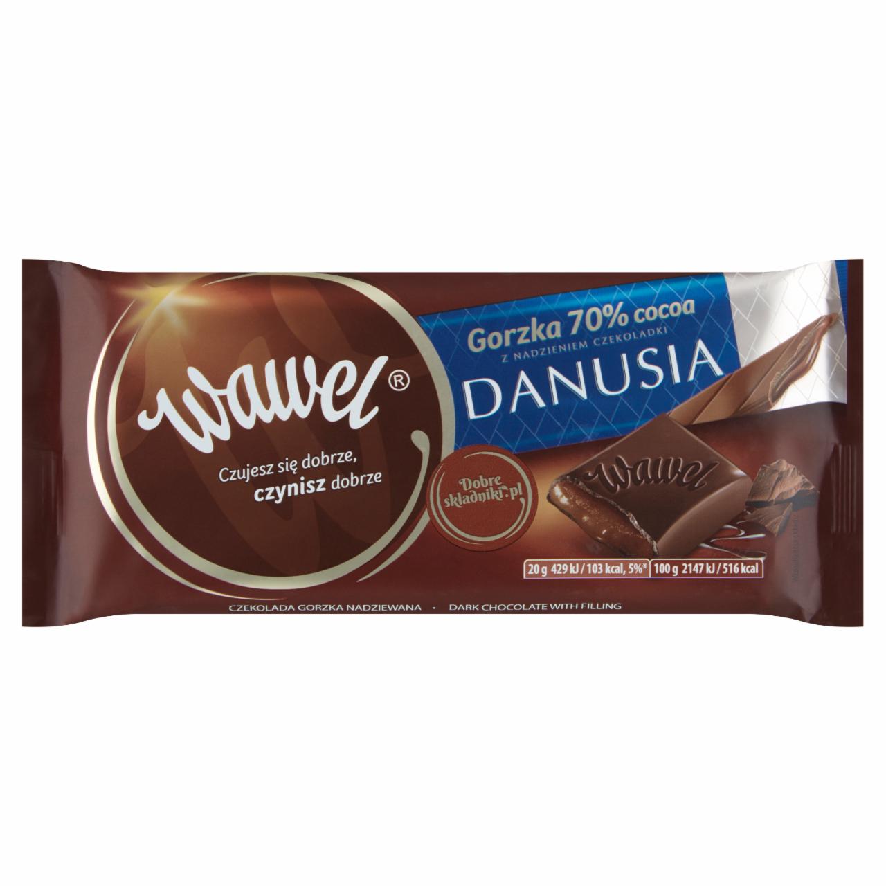 Zdjęcia - Wawel Czekolada gorzka 70 % cocoa z nadzieniem czekoladki Danusia 100 g