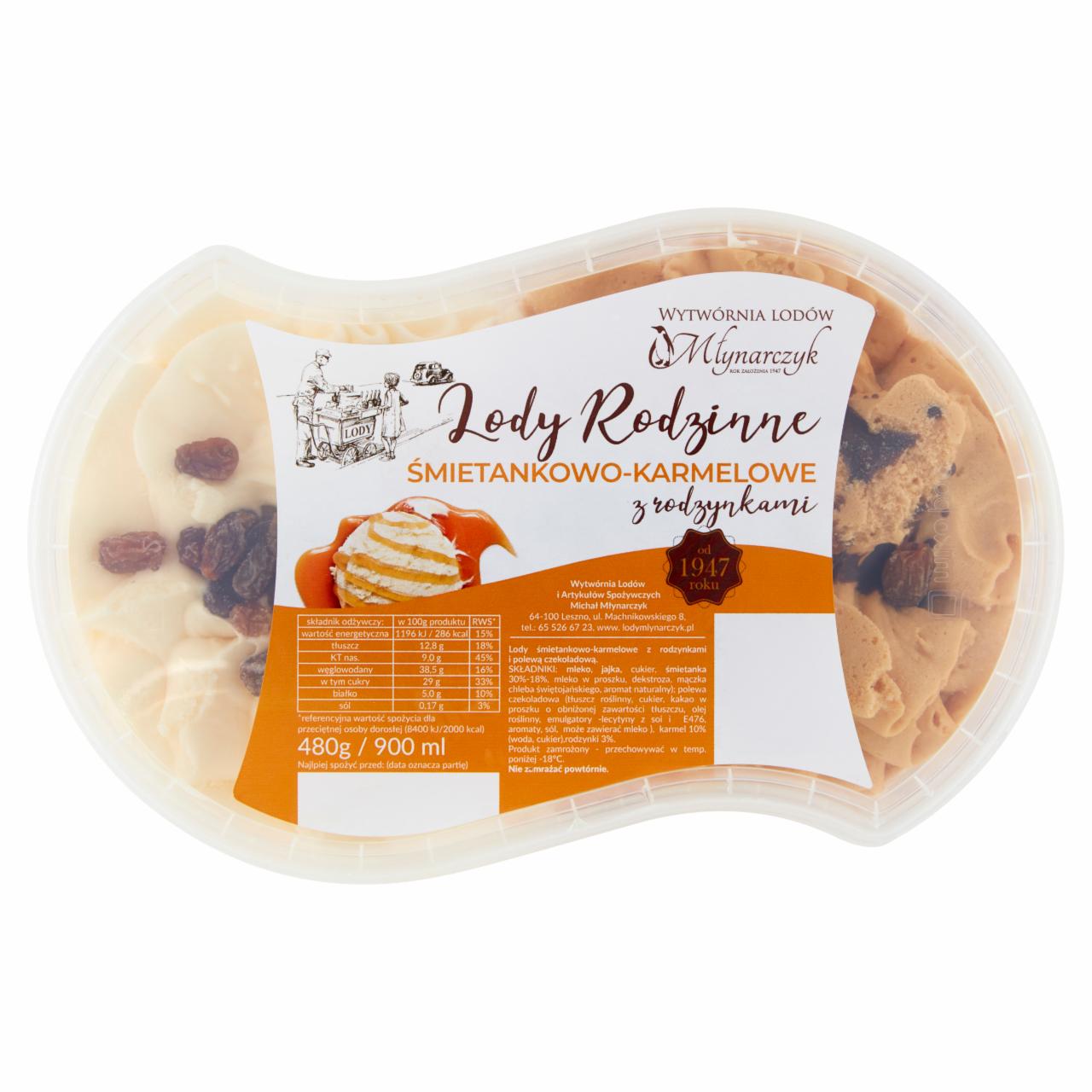 Zdjęcia - Lody rodzinne śmietankowo-karmelowe z rodzynkami 900 ml