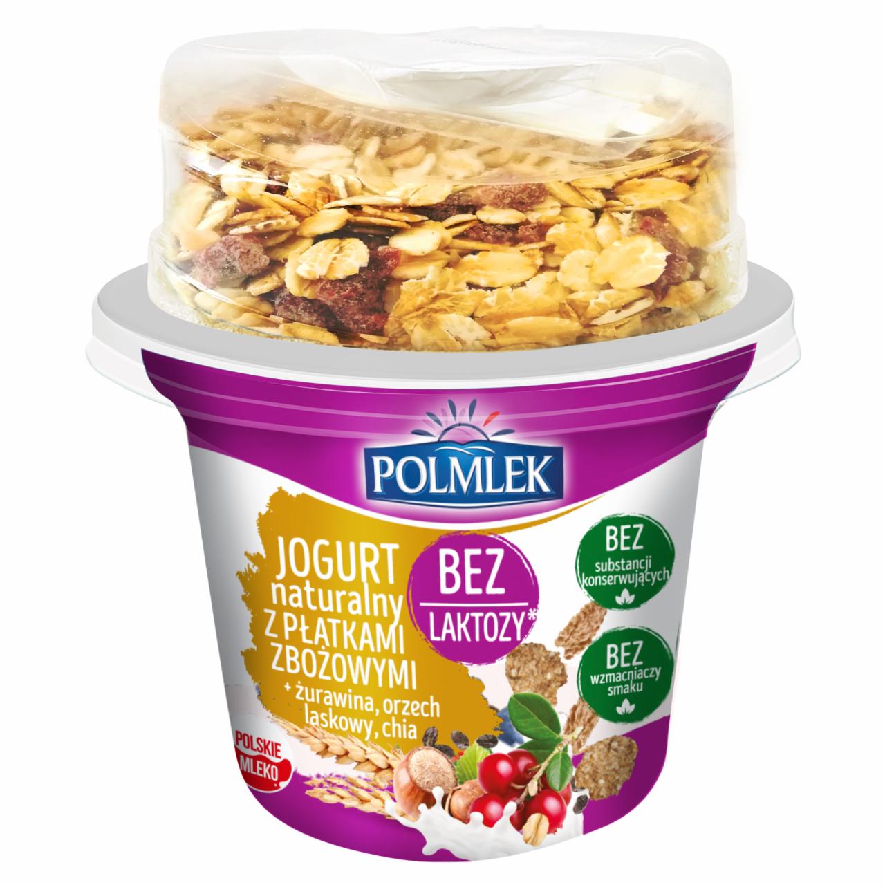 Zdjęcia - Polmlek Jogurt naturalny z płatkami zbożowymi + żurawina orzech laskowy chia 185 g
