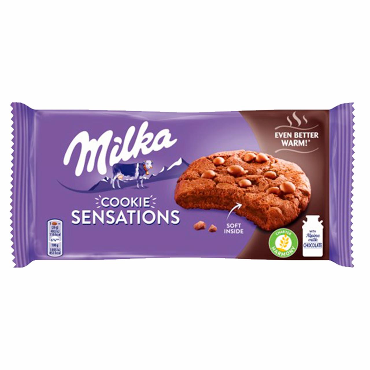 Zdjęcia - Milka Sensations Cookies Ciastka kakaowe z miękkim środkiem i kawałkami czekolady mlecznej 156 g