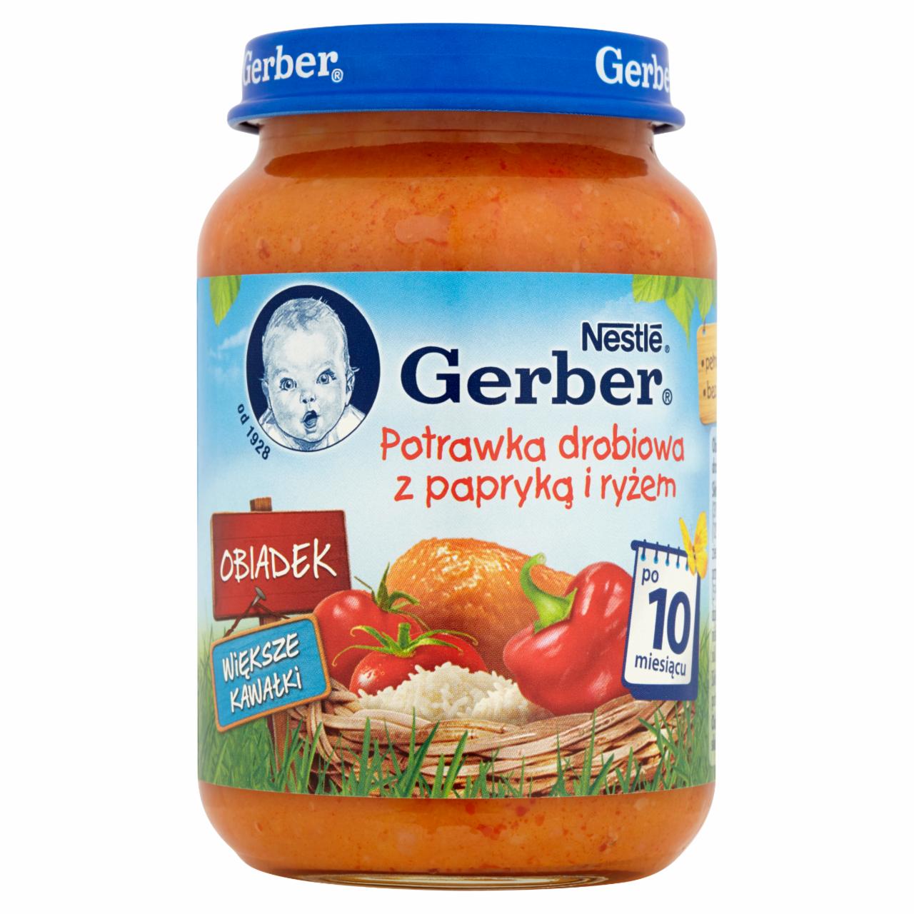 Zdjęcia - Gerber Obiadek Potrawka drobiowa z papryką i ryżem po 10 miesiącu 190 g