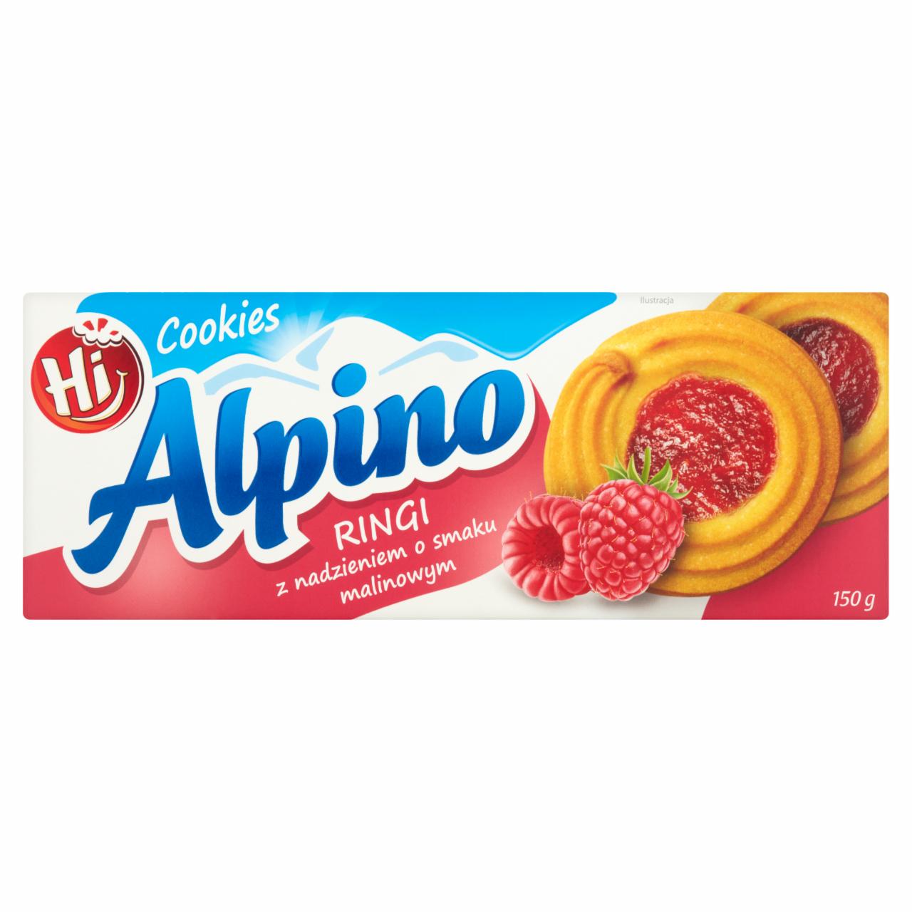 Zdjęcia - Hi Alpino Ringi Ciastka kruche z nadzieniem o smaku malinowym 150 g