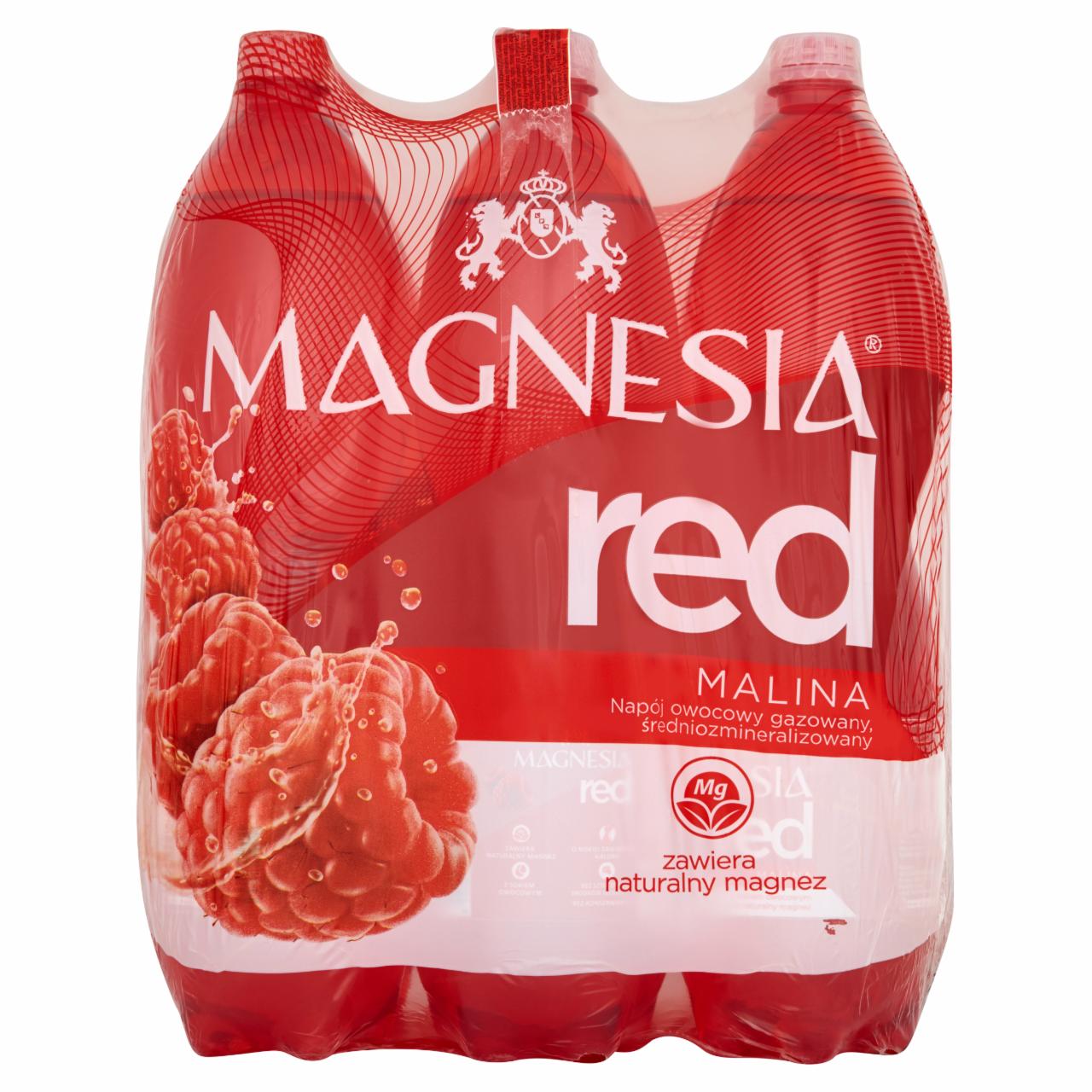 Zdjęcia - Magnesia Red Malina z sokiem owocowym Napój owocowy gazowany 6 x 1,5 l
