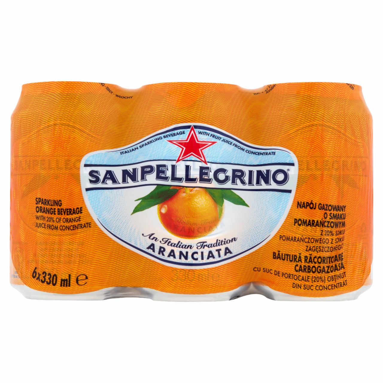 Zdjęcia - Sanpellegrino Aranciata Napój gazowany o smaku pomarańczowym 6 x 330 ml