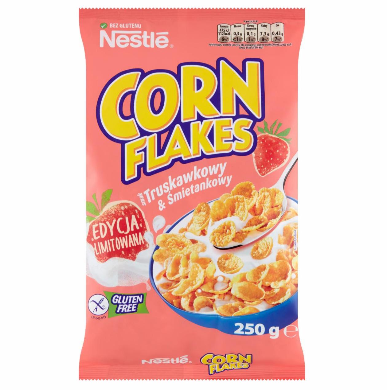 Zdjęcia - Nestlé Corn Flakes Płatki kukurydziane smak truskawkowy & śmietankowy 250 g