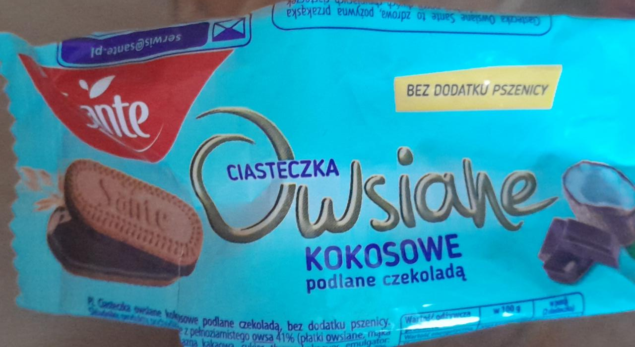 Zdjęcia - Ciasteczka owsiane kokosowe podlane czekoladą Sante