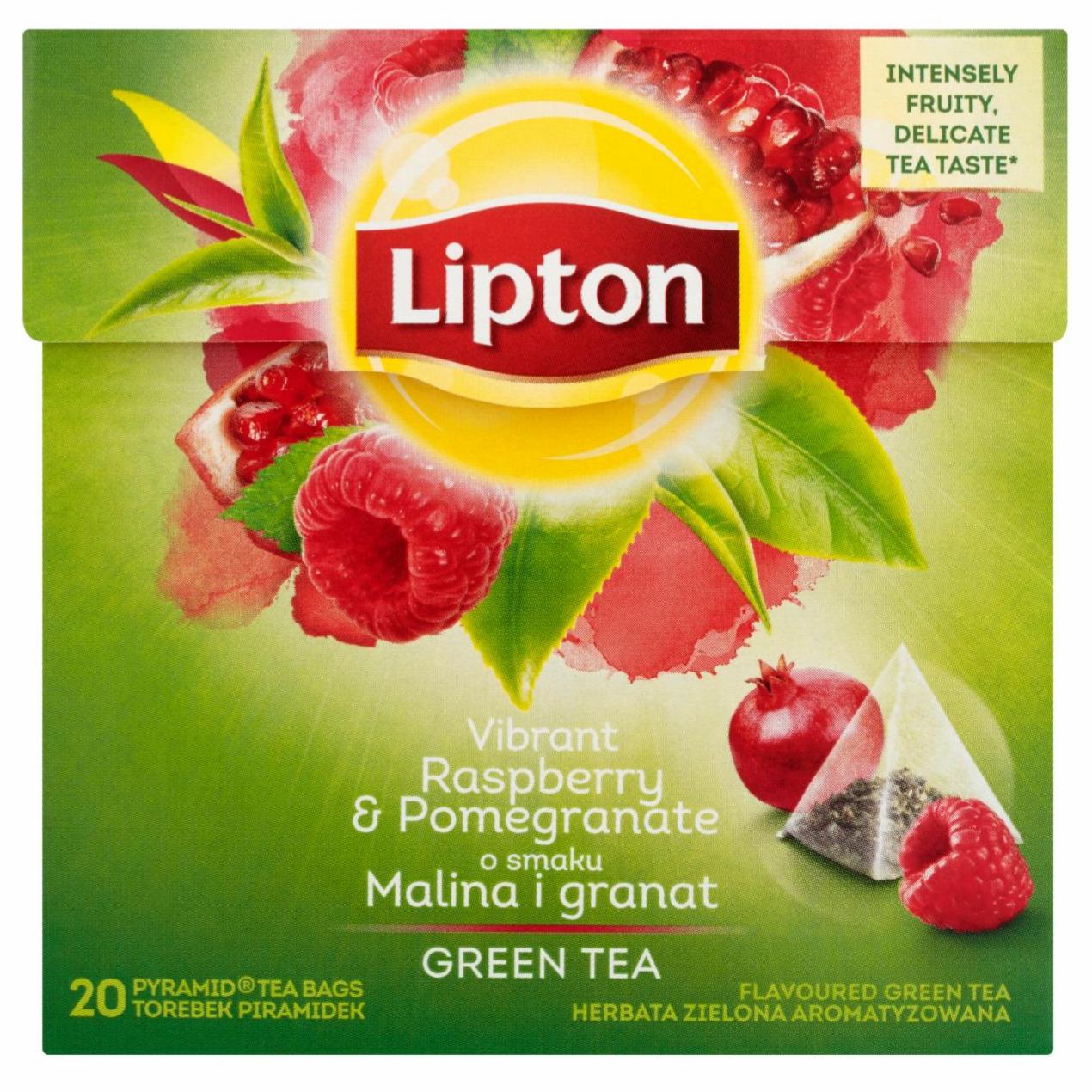 Zdjęcia - Lipton o smaku Malina i granat Herbata zielona aromatyzowana 28 g (20 torebek)