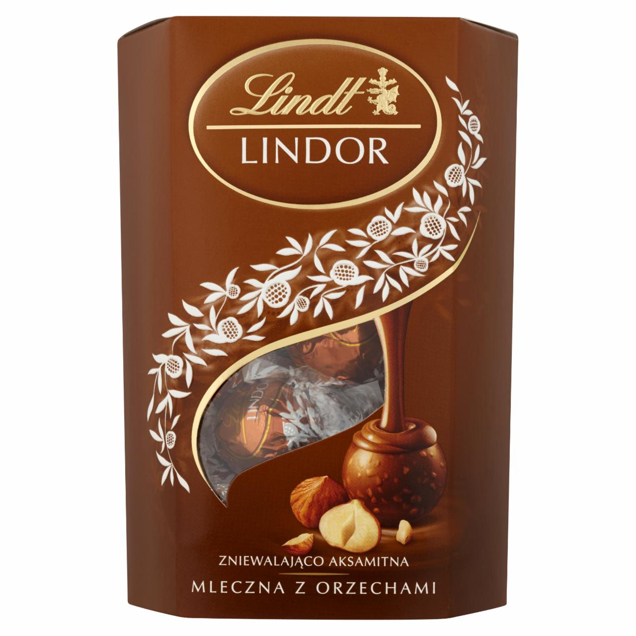 Zdjęcia - Lindt Lindor Mleczna z orzechami Pralinki z czekolady mlecznej z nadzieniem 175 g