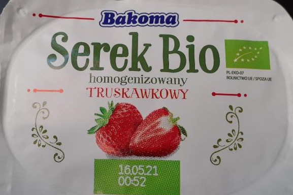 Zdjęcia - Bakoma Serek Bio homogenizowany truskawkowy 140 g