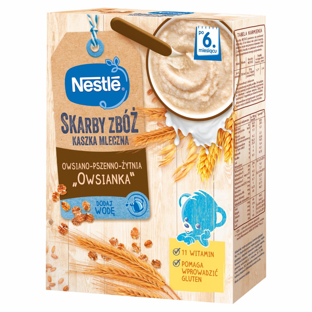 Zdjęcia - Nestlé Skarby Zbóż Kaszka mleczna owsiano-pszenno-żytnia „Owsianka' po 6. miesiącu 250 g