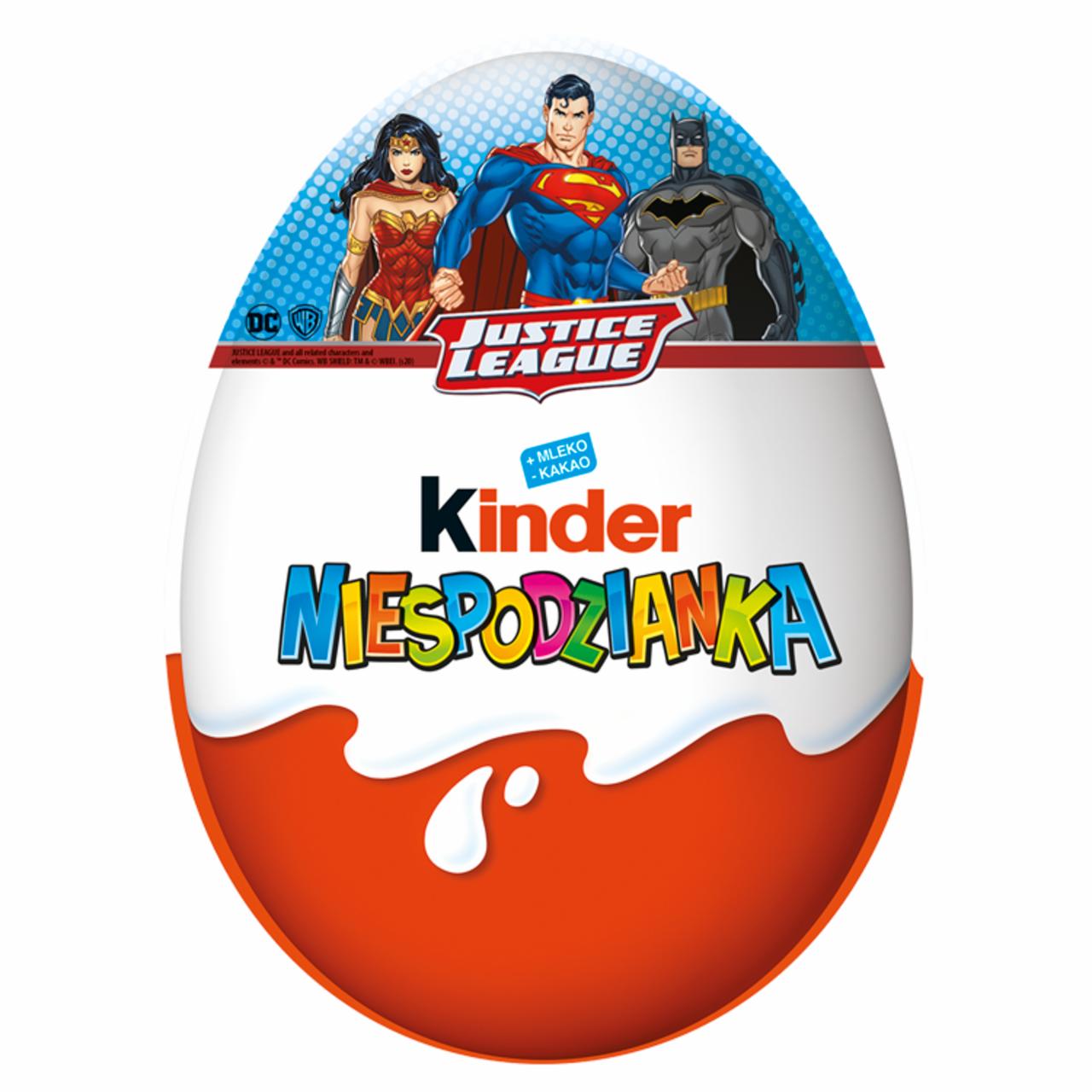 Zdjęcia - Kinder Niespodzianka Justice League Słodkie jajko z niespodzianką pokryte czekoladą mleczną 20 g