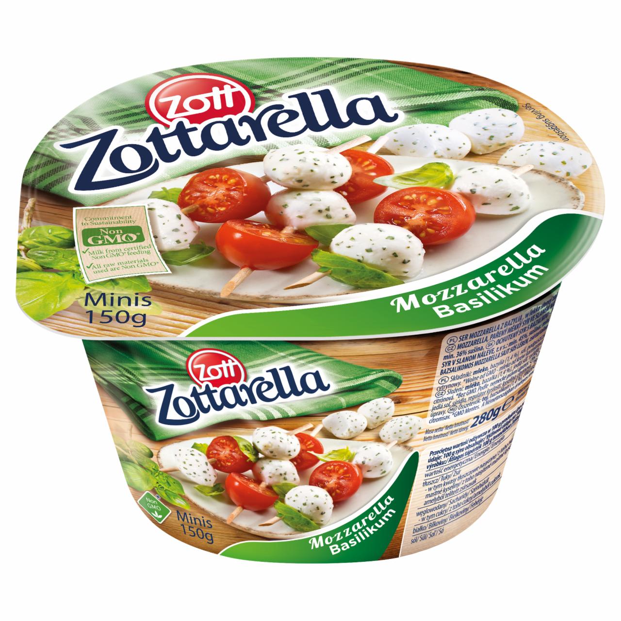 Zdjęcia - Zott Zottarella Minis Ser Mozzarella bazylia 150 g