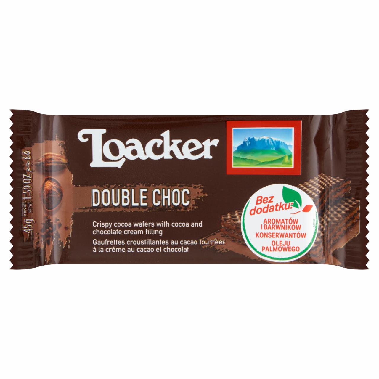 Zdjęcia - Loacker Chrupiące wafle kakaowe przekładane kremem kakaowo czekoladowym 45 g