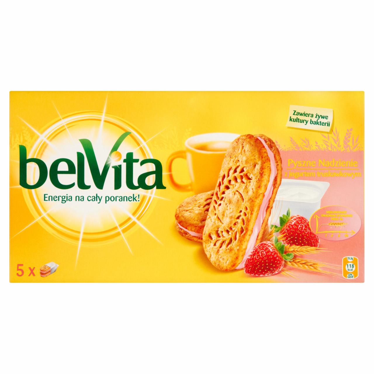 Zdjęcia - belVita Ciastka zbożowe z nadzieniem jogurtowo-truskawkowym 253 g (5 x 2 ciastka)