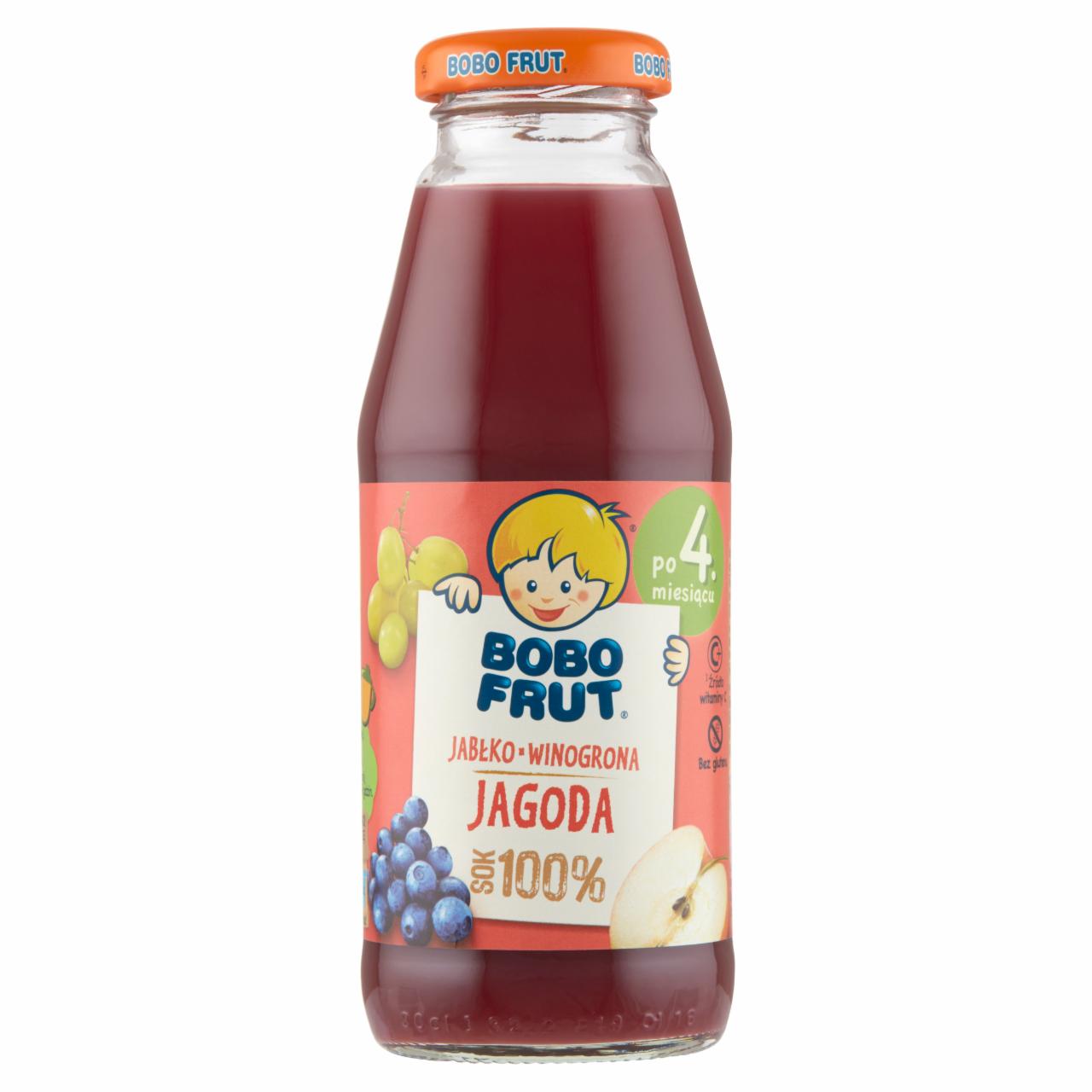 Zdjęcia - Bobo Frut 100% sok jabłko winogrona jagoda po 4. miesiącu 300 ml