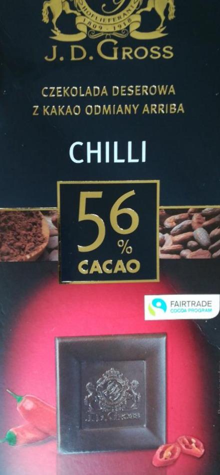 Zdjęcia - Czekolada deserowa z kakao odmiany arriba chilli 56% cacao J. D. Gross