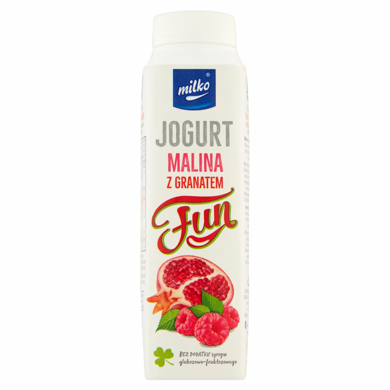 Zdjęcia - Milko Fun Jogurt malina z granatem 330 ml