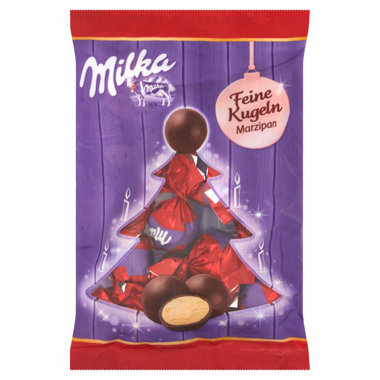 Zdjęcia - Milka Feine Kugeln Czekolada mleczna z mleka alpejskiego z marcepanem 90 g