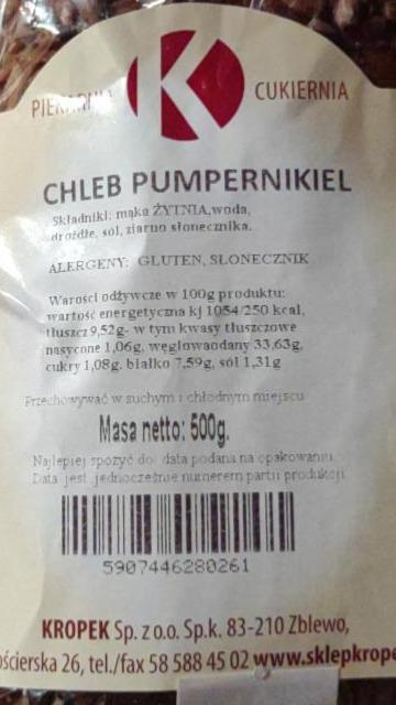 Zdjęcia - Chleb Pumpernikiel ze słonecznikiem krojony Piekarnia Kropek