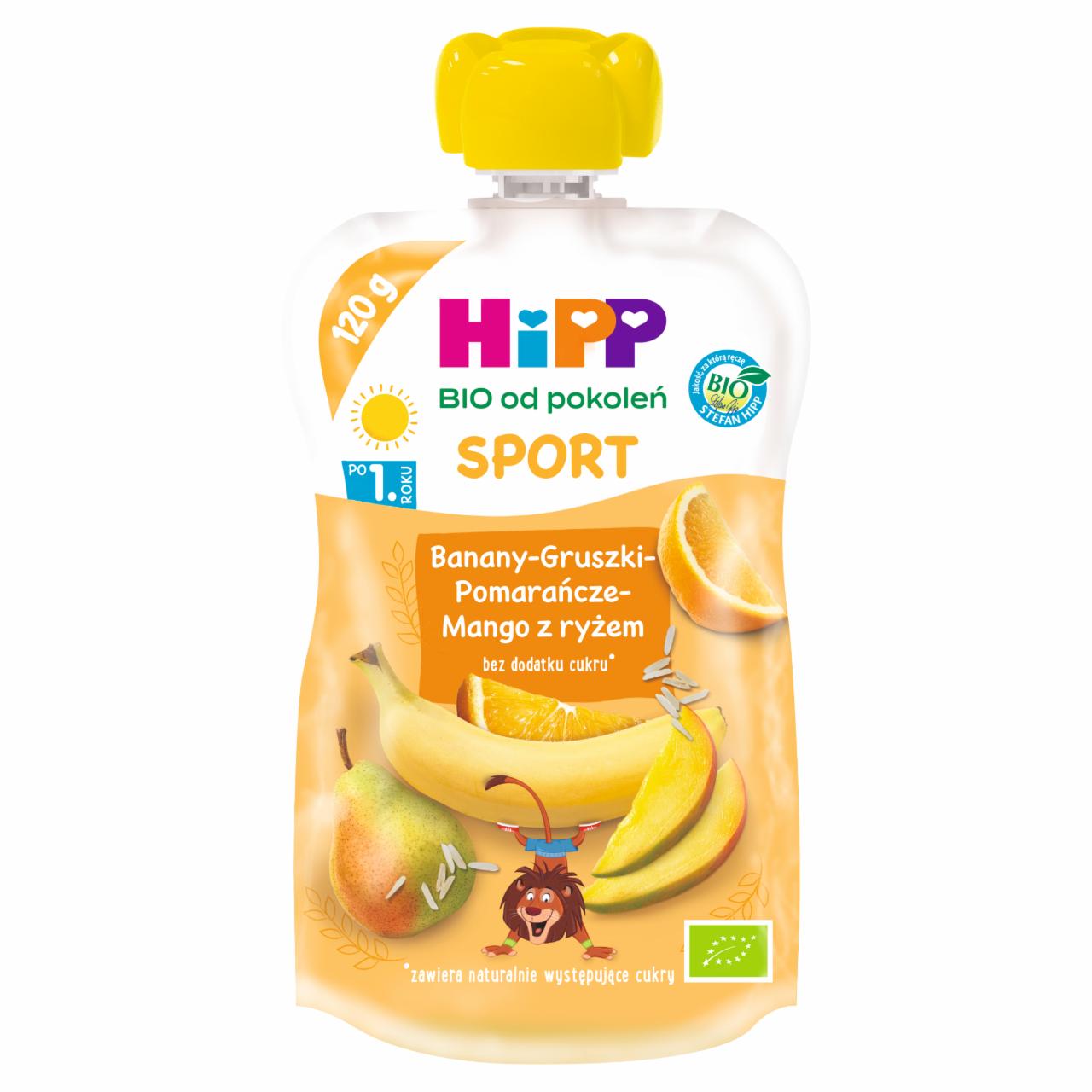 Zdjęcia - HiPP BIO Sport Mus owocowy po 1. roku banany-gruszki-pomarańcze-mango z ryżem 120 ml