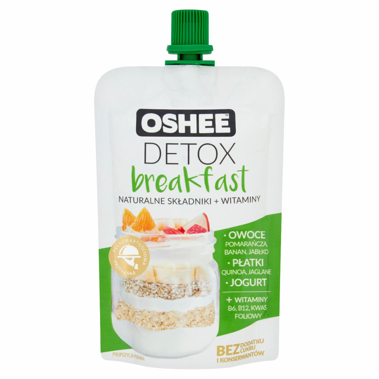 Zdjęcia - Oshee Detox Breakfast Mus jabłko-banan-jogurt-pomarańcza-płatki jaglane-płatki quinoa 100 g