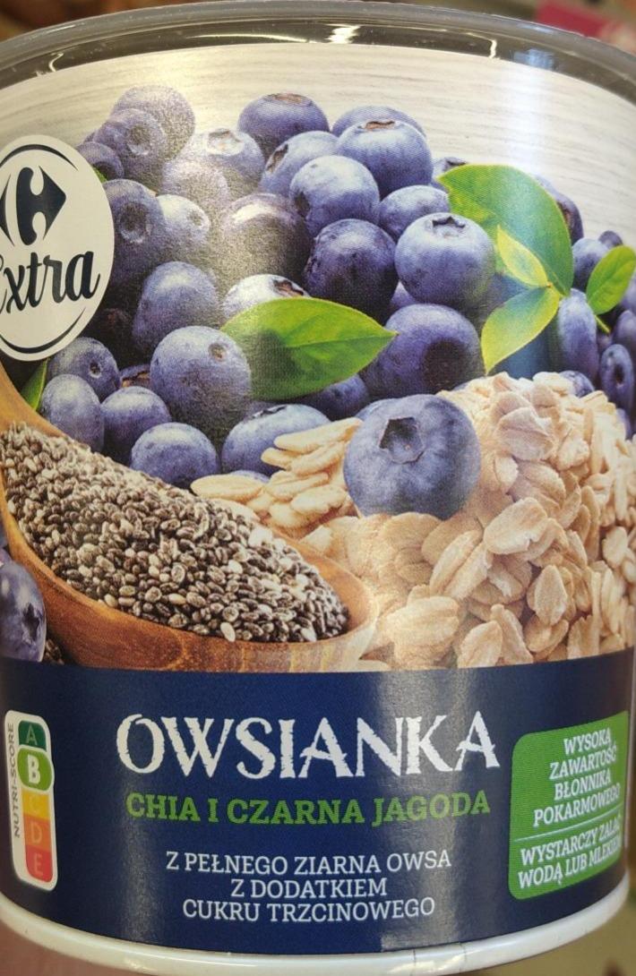 Zdjęcia - owsianka chia i czarna jagoda, z pełnego ziarna owsa z dodatkiem cukru trzcinowego Carrefour