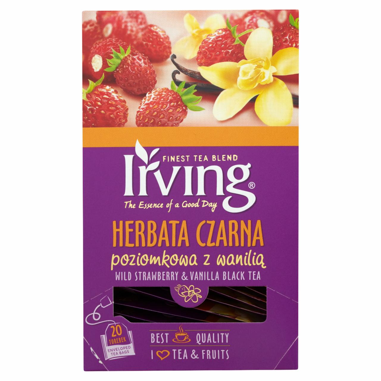 Zdjęcia - Irving Herbata czarna poziomkowa z wanilią 30 g (20 torebek)