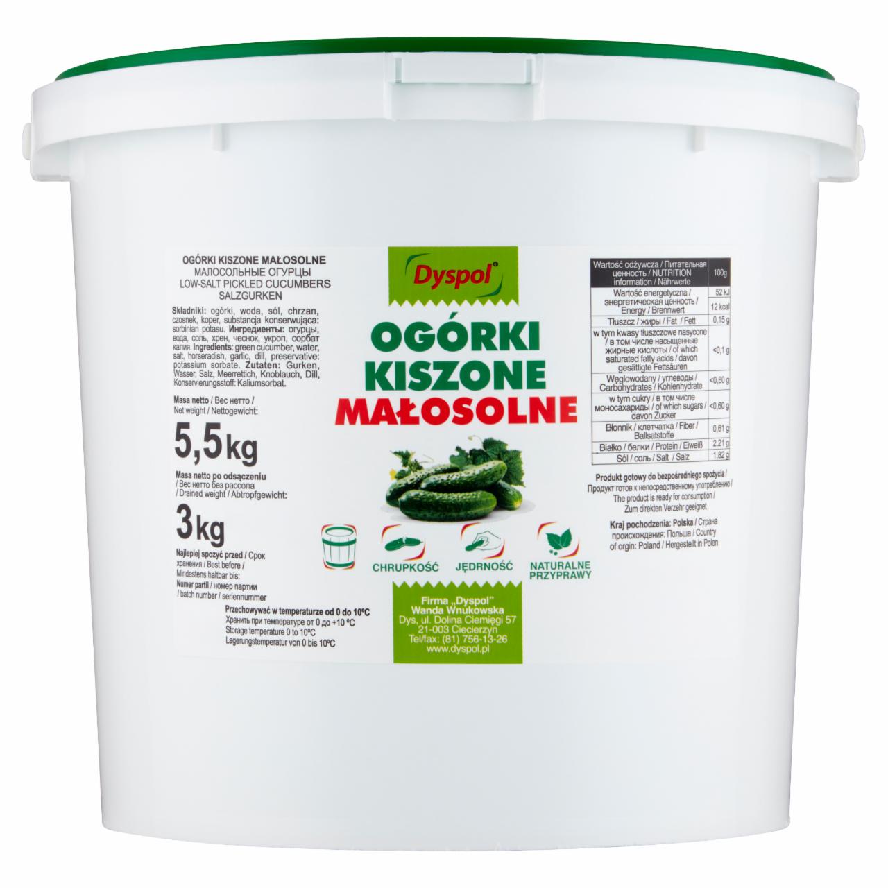 Zdjęcia - Dyspol Ogórki kiszone małosolne 5,5 kg