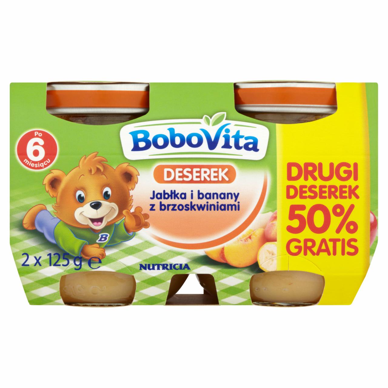 Zdjęcia - BoboVita Deserek Jabłka i banany z brzoskwiniami po 6 miesiącu 2 x 125 g