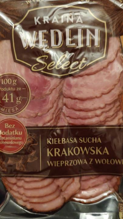 Zdjęcia - Kiełbasa sucha Krakowska wieprzowa z wołowiną kraina wędlin