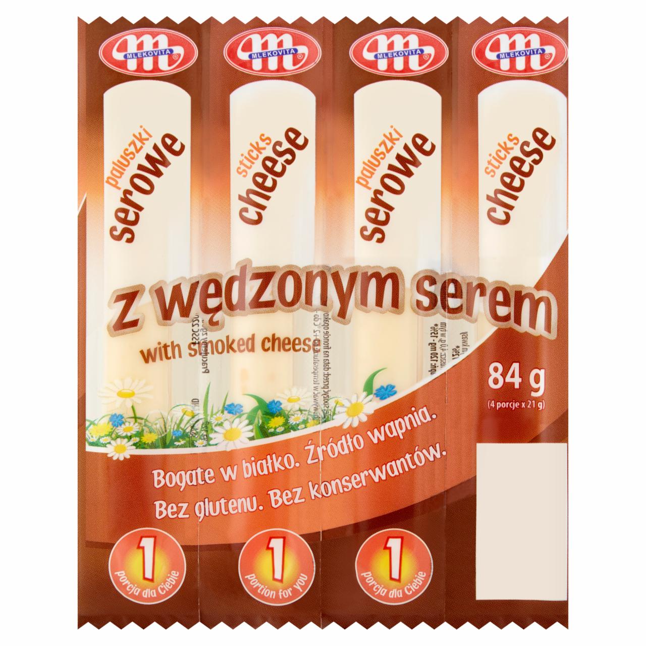 Zdjęcia - Mlekovita Paluszki serowe z wędzonym serem 84 g (4 x 21 g)