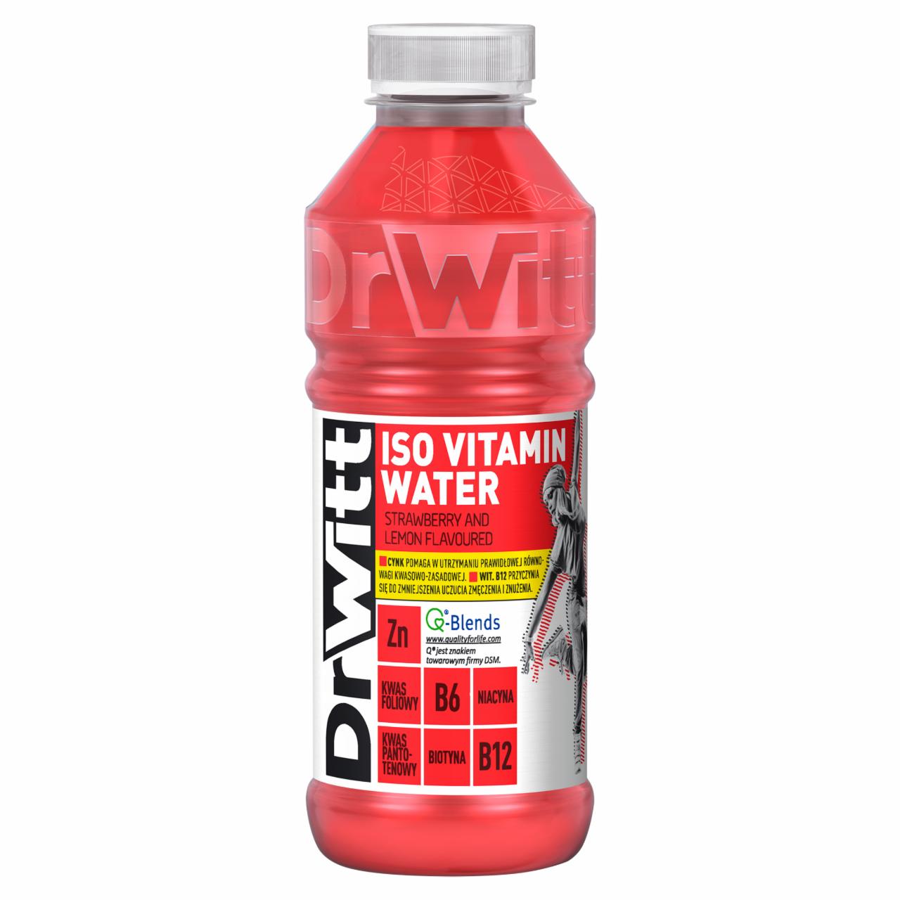 Zdjęcia - DrWitt Iso Vitamin Water Napój izotoniczny o smaku truskawki i cytryny 550 ml