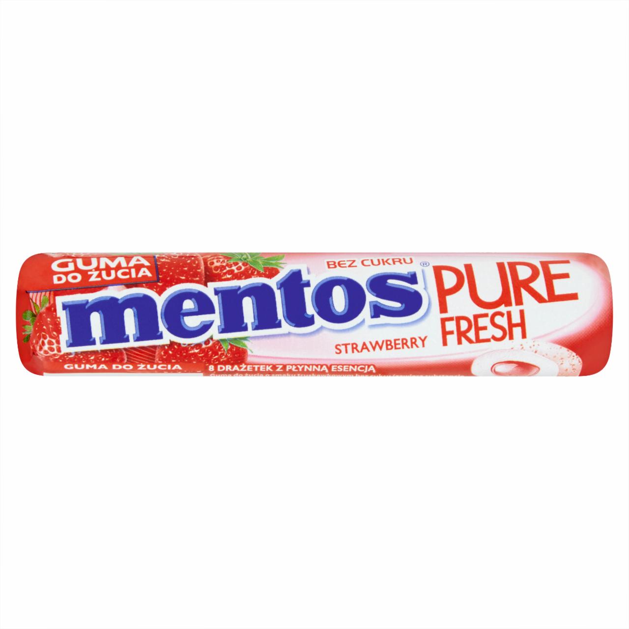 Zdjęcia - Mentos Pure Fresh Strawberry Guma do żucia bez cukru 15 g (8 sztuk)