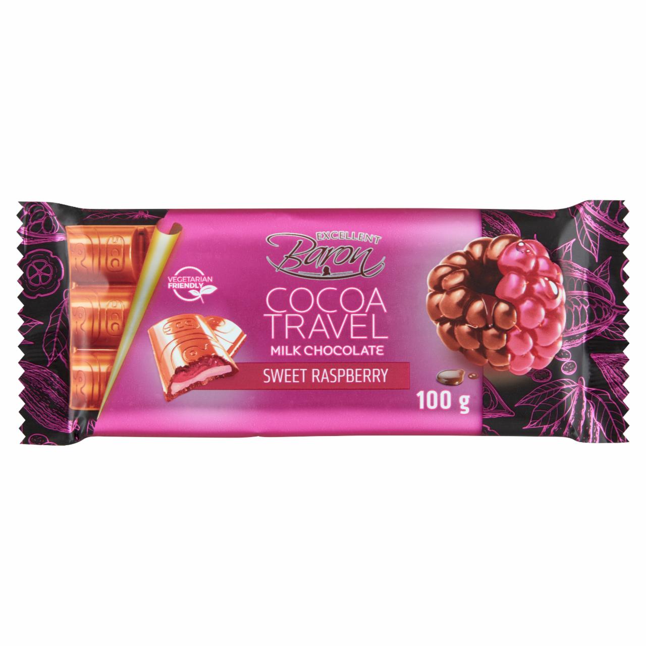 Zdjęcia - Excellent Baron Cocoa Travel Czekolada mleczna z nadzieniami o smaku malinowym 100 g